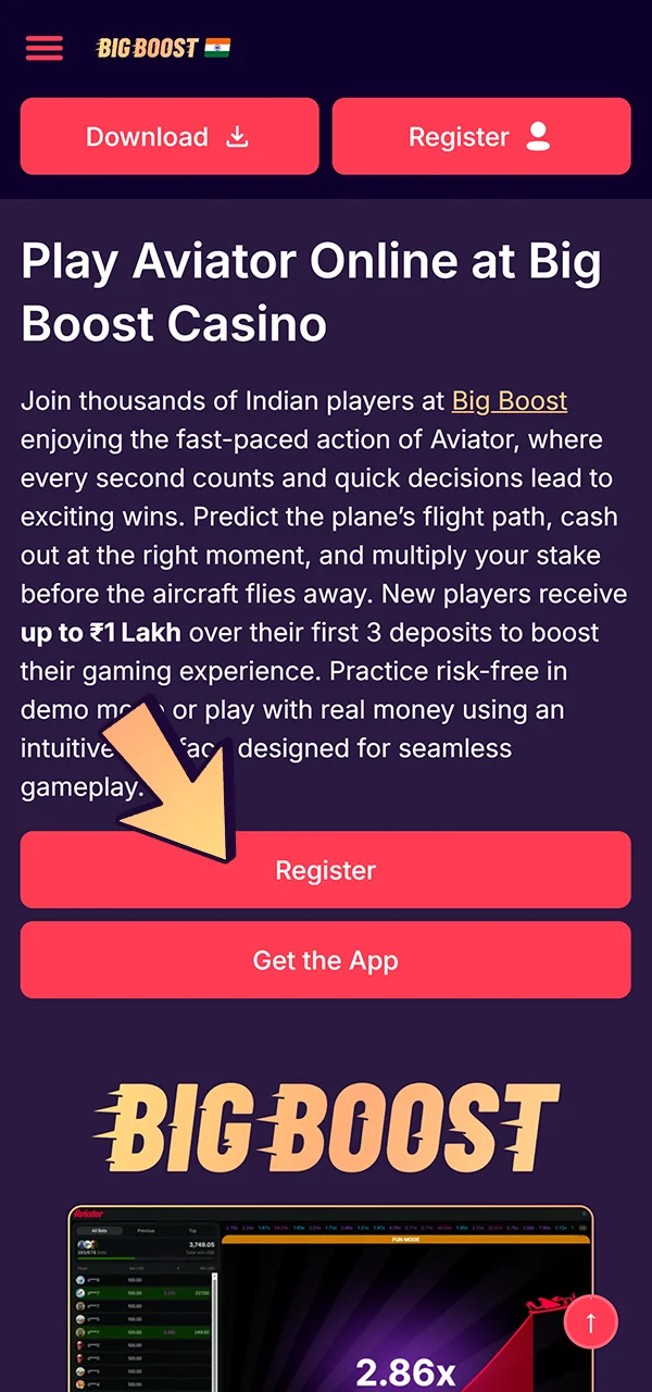 Register a new profile on the Big Boost site.