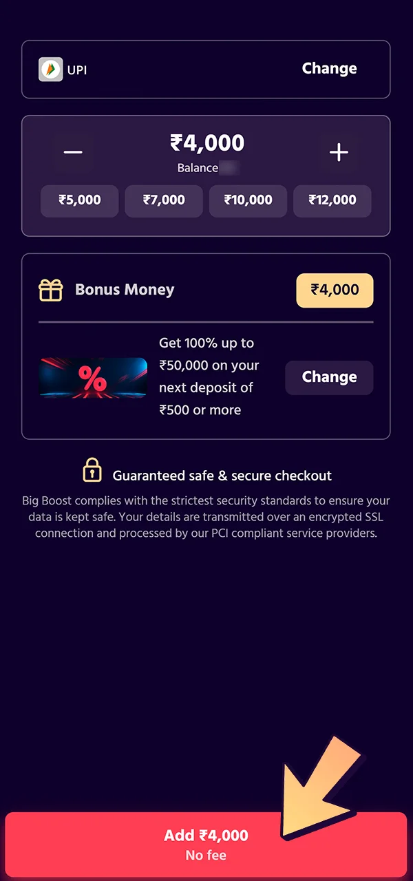 Finish the payment process on the Big Boost site.