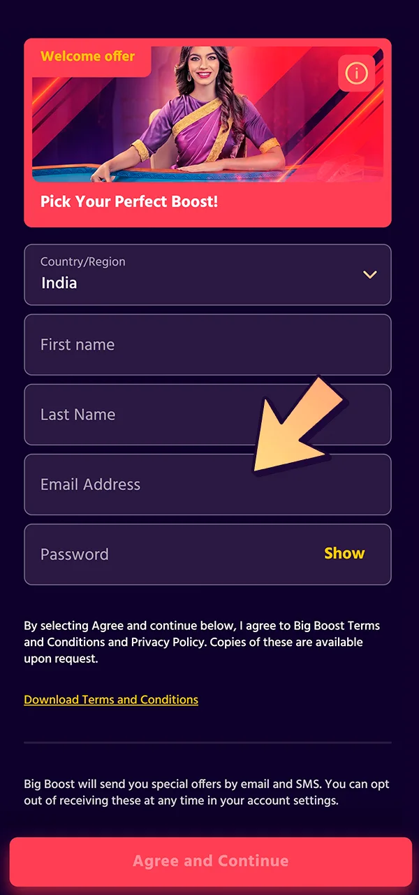 Choose your registration method on the Big Boost site today.