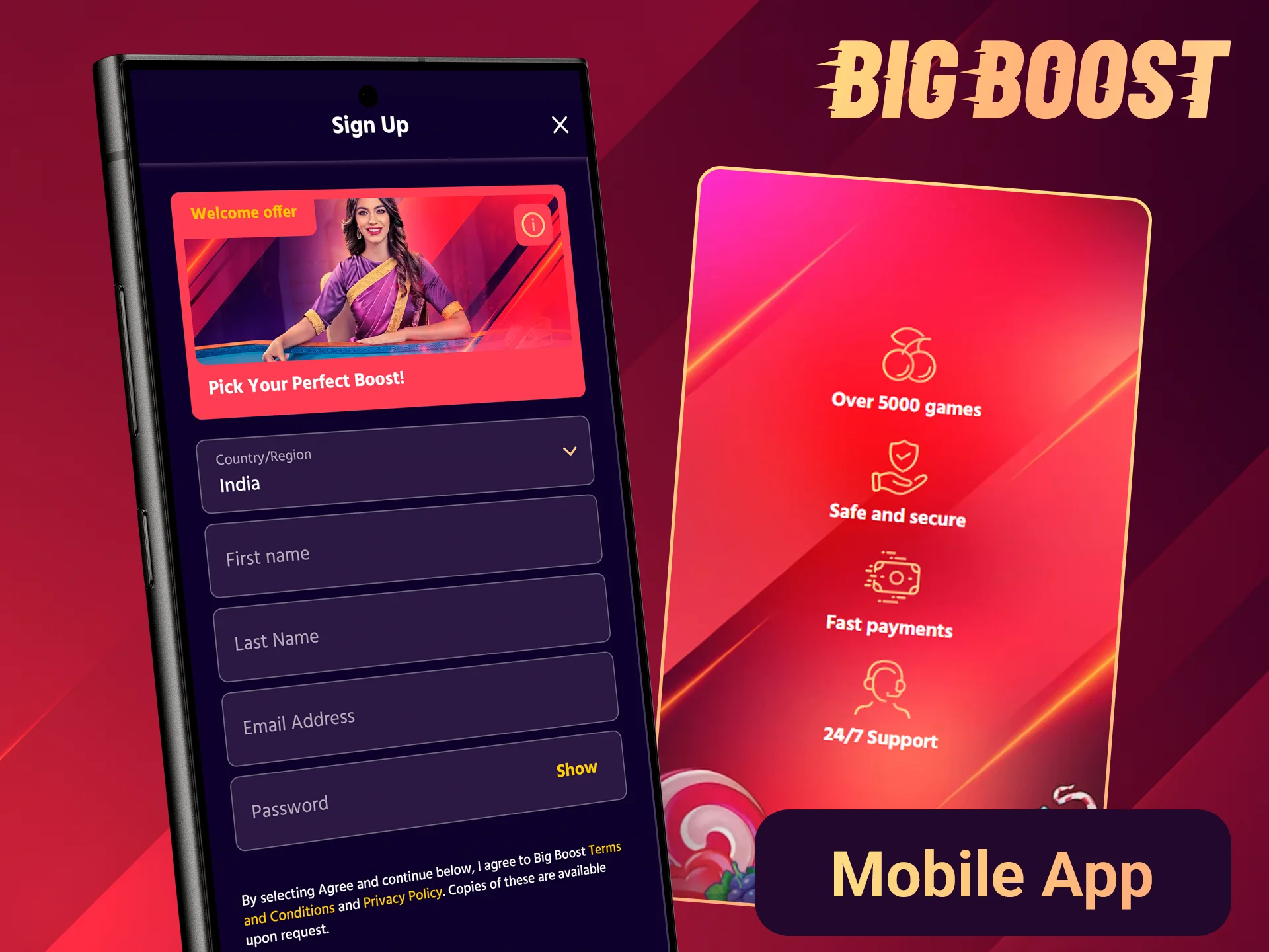 Complete registration via the mobile app on the Big Boost site.
