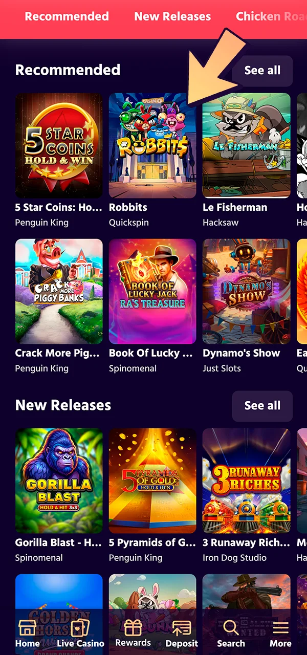 Pick a slot game on the Big Boost site.