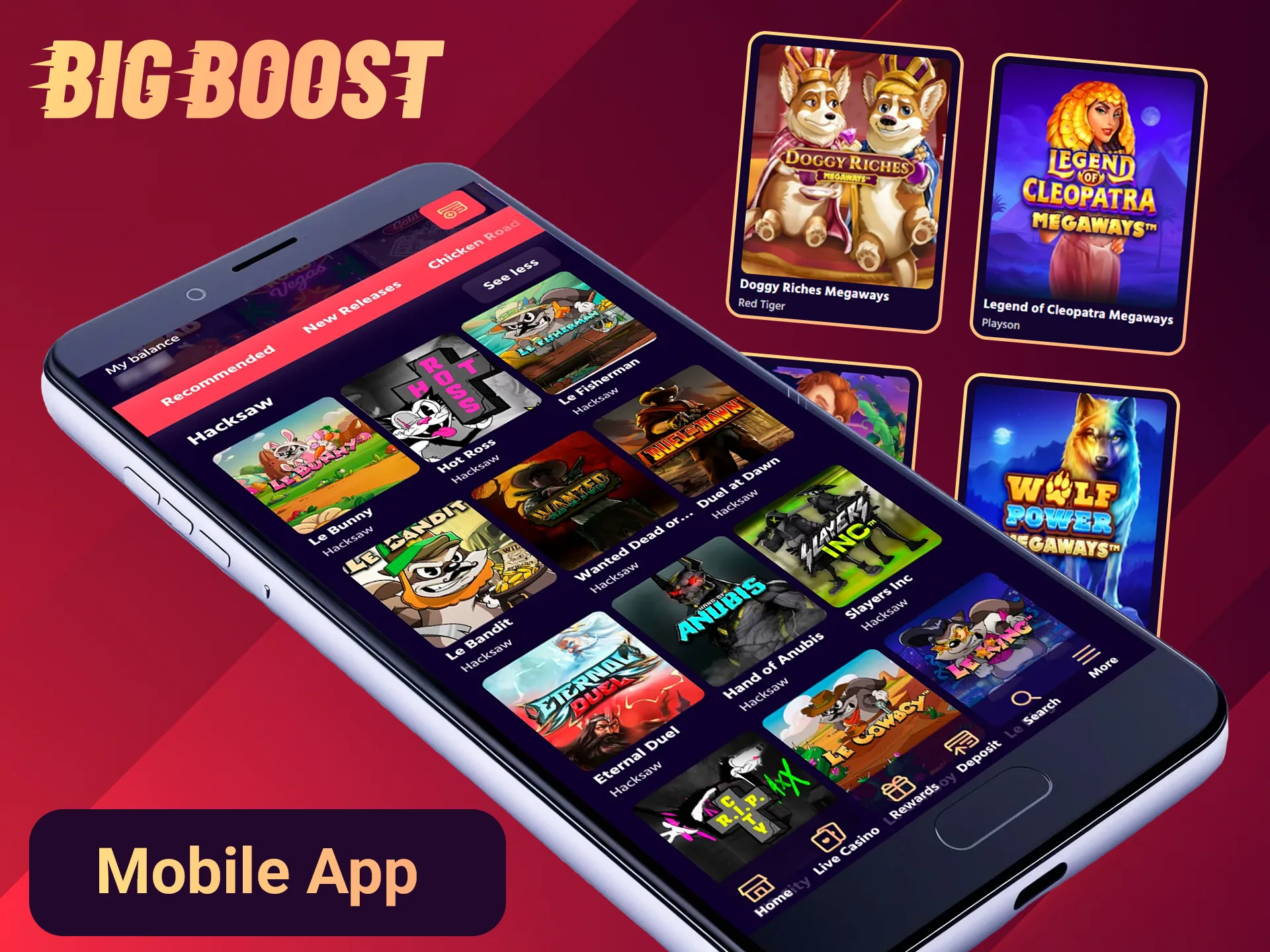 Play mobile slots on the Big Boost site.